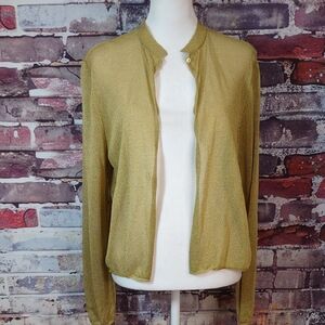 Ann Taylor Antique Gold Metallic Knit Cardigan